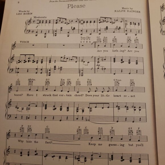 "Please" The Big Broadcast Vintage 1932 Sheet Music By Leo Robin & Ralph Rainger - Picture 2 of 3